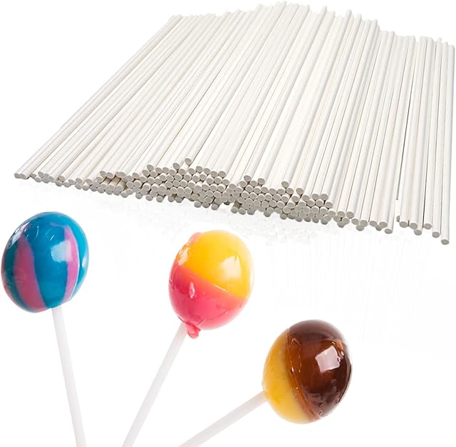 8 Inch White Lollipop Sticks, Lollipop Treat Sticks, for Homemade Candy, Cookies, Dessert, 200 Pcs