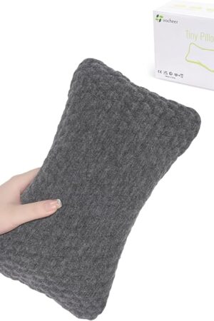 vocheer Small Pillows for Sleeping, 11"x 7" Mini Travel Pillow, Tiny Pillows for Neck, Wrist, Lumbar and Knee, Pets Pillow, Cotton, Machine Washable,Dark Grey-1PC