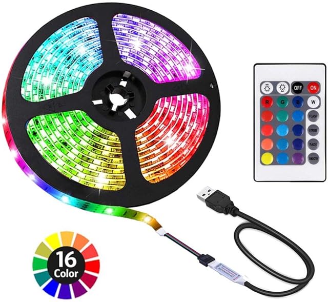 6.56 feet USB LED Strip Lights, DIY Indoor Decoration, TV Backlight, 24 Keys Remote