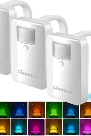 Chunace 3 Pack Toilet Night Lights with Motion Activated Sensor, 16 Colors LED Nightlight Inside Bowl, Cool Stuff for Bathroom Accessories Decor, Unique & Funny Housewarming Gadgets for Men/Kids 2025