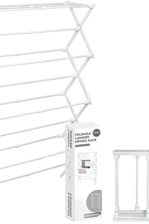 4-Tier Clothes Drying Rack, 4ft High Foldable Drying Rack Clothing for Indoor & Outdoor, Portable Collapsible Laundry Dryer for Laundry Room and Apartment, White 29" L x 49" H x 11.5" W