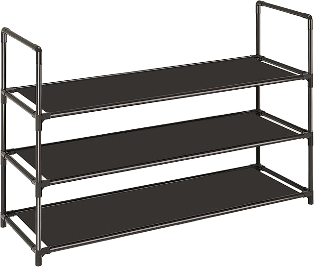 3-Tier Stackable Shoe Rack Shoe Shelf Black