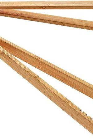 2 Pieces Bamboo Toast Tongs, 10.2 Inches Long Wood Toaster Tongs with Anti-slip Design, Tongs for Cooking with Cooking Oil Coating