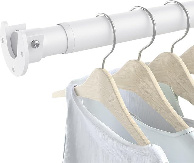 Closet Rods for Hanging Clothes, 17 to 84 Inch Heavy Duty Stepless Adjustable Closet Hanging Rod, 1.3 Inch Diameter Metal Closet Rod for Wardrobes Laundry Bedroom RV