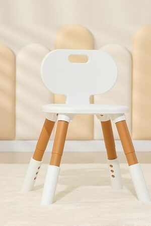 3 Level Height Adjustable Kids Chairs Plastic Preschool Chair Durable and Lightweight Child Chair with a Maximum Load Capacity of 130 pounds Suitable for Day Care, Classroom, and Home (1-Pack Beige)