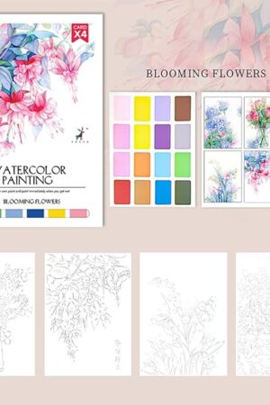 The RGBMIX 8x11'' Watercolor Coloring Paper 4 Sheets Flower Painting Book Arts and Crafts Water Colors Paint Stress-Relief Painting Pad for Long-Lasting Vibrant Art Painting Supplies