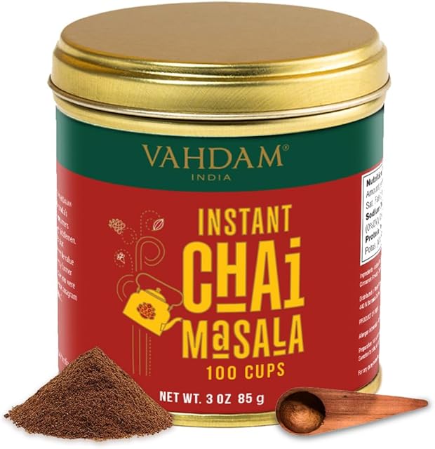 VAHDAM Instant Chai Tea (3oz/85g) - Traditional Masala Chai | Makes 100 Cups | Natural Spices, Zero Calories | Instant Indian Tea - No Steeping | Unsweetened Tea Powder | Free Bamboo Spoon Inside