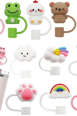 11Pcs Straw Cover for Stanley Cup, 10mm 0.4in Silicone Straw Topper for Tumbler 30Oz&40Oz