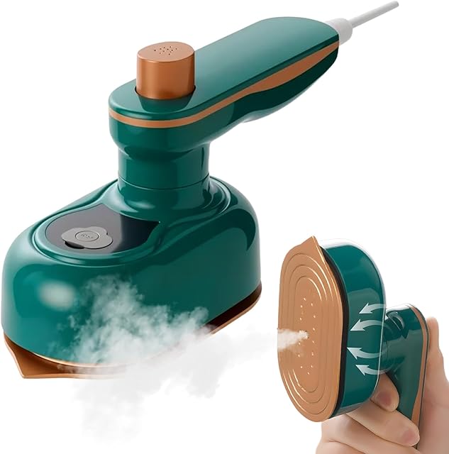 2025 New Portable Travel Steamer Iron for Clothes Mini, 2-in-1 Handheld Steam and Dry Ironing Machine, Fast Heating Lightweight Compact Design for Home Dorm Business Trips (Green)