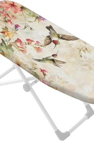 Couple Hummingbird Flower Ironing Board Cover with Elastic Edge 14x24 Inches Stretchy Table Top Ironing Board Protector Home Replacement Ironing Accessories