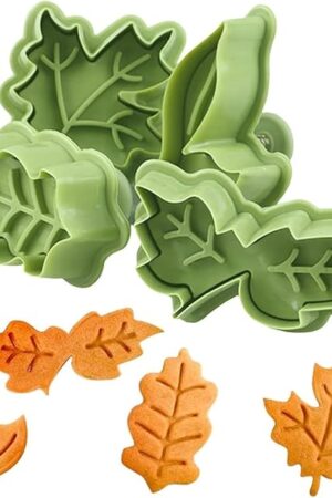 Cake Leaves Baking Pie Crust Mold Cookie Cutters, Pastry/Fondant Stampers/Apple Pie for Thanksgiving, Set of 4 (Random Color)