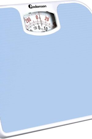 Adamson A21 Analog Scales for Body Weight - Up to 300 LB - New - Anti-Skid Rubber Surface + Large Numbers - Analog Bathroom Scale - Affordable - Durable with 20-Year Assurance - Light Blue