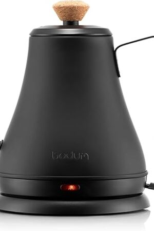 Bodum 27oz Bistro Gooseneck Electric Water Kettle, Pour Over Coffee & Tea, Stainless Steel, Matte Black