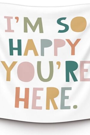 XLDLIOO Boho Classroom Tapestry, Boho Classroom Decor, Inspirational Wall Tapestry Hanging for Bedroom, I'm So Happy You're Here, Educational Welcome Tapestries Wall Decor Art for Kids Dorm Living Room Party 60x50in