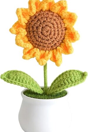 Crochet Flowers Artificial Sunflower for Office Desk Car Dashboard Decor, Funny Gifts for Women Birthday Christmas Party Decorations Motivational Gifts