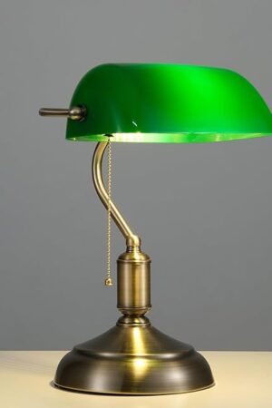 Bankers Lamp Green Desk Lamp with Green Plastic Lampshade