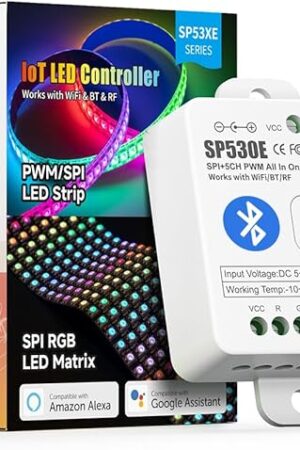 BTF-LIGHTING SP530E WiFi Alexa Bluetooth LED Controller Support PWM Monochrome CCT RGB RGBW RGBCCT or SPI TTL IC Chip LED Strip/Matrix WS2811 WS2812B WS2813 WS2814 WS2815 SK6812 etc DC5V DC12V DC24V