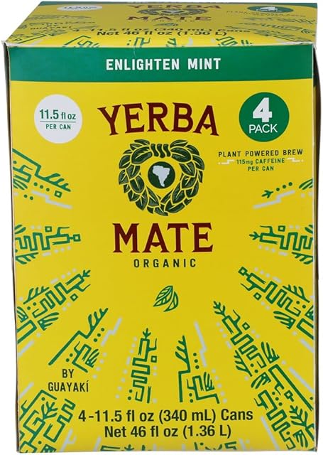 Yerba Madre Organic Enlighten Mint Yerba Mate 4pk, 11.5 FZ