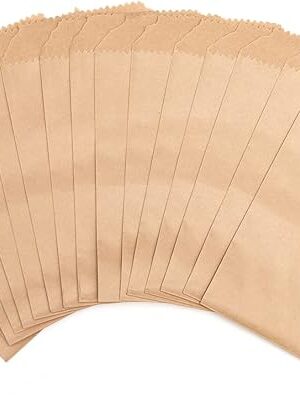 100-pack 3x5 Inches Mini Size Natural Kraft Paper Bags for Bakery Cookies Treats Snacks Popcorn Small Gift bag