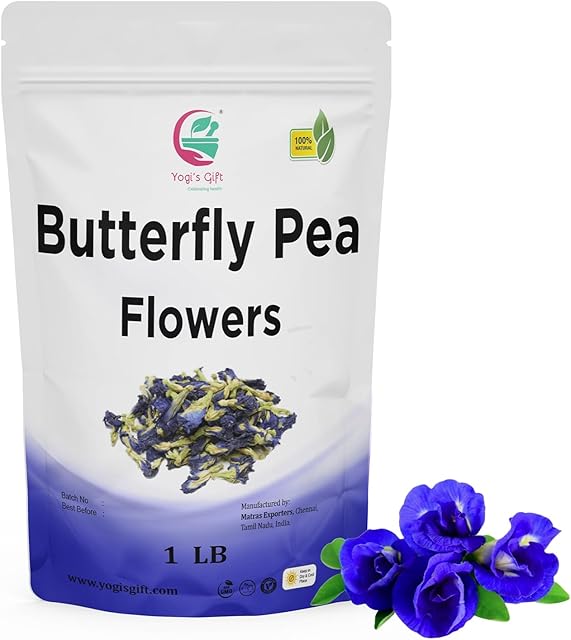 Butterfly Pea Flower Dried 1 LB (1000+ Cups) | Blue Butterfly Pea Flower Tea | Beautiful Blue Or Purple Food Coloring | Premium Quality | By Yogi's Gift®