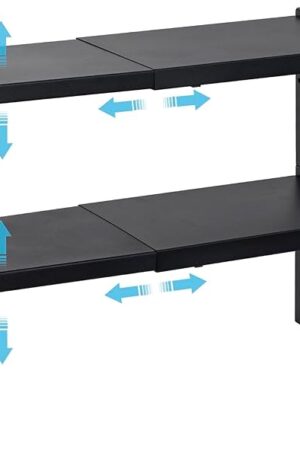 2 Pack Expandable Cabinet Countertop Shelves, Stackable Shelves Organizers For Kitchen Cabinet Countertop Storage, Adjustable Counter Cupboard Pantry Organizer Shelf Rack Stand, Length:20.5"