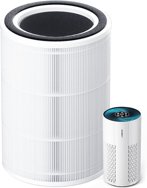 Air Purifier Replacement Filter for ECOSELF HAP604, 3-In-1 Air Filter Efficiency Activated Carbon Filtration System, 1 Pack, White