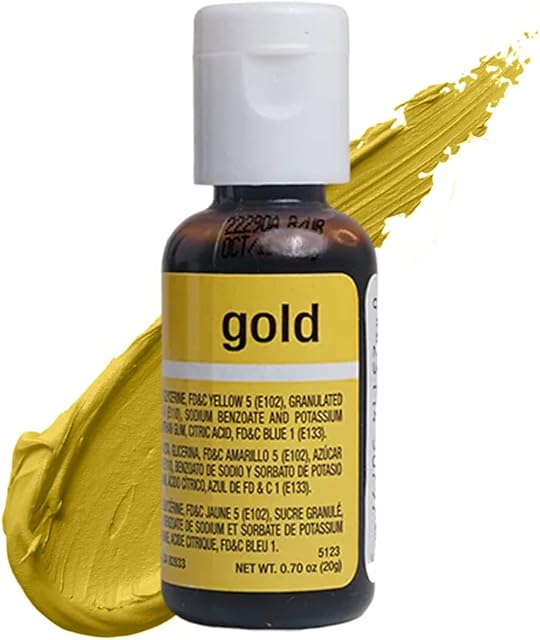 Chefmaster Gold Liqua-Gel® Food Coloring | Vibrant Color | Professional-Grade Dye for Icing, Frosting, Fondant | Baking & Decorating | Fade-Resistant | Easy-to-Use | Made in USA | 0.70 oz