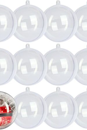 12 Pack Clear Plastic Fillable Ornament Ball 3.15''/80mm for Christmas,Holiday, Wedding,Party,Home Decor