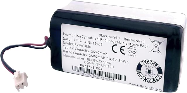 Lithium Ion Li-ion Battery RVBAT850 14.4V 2550mAh Compatible Replacement for Shark Robot Vacuum Cleaner (Black)