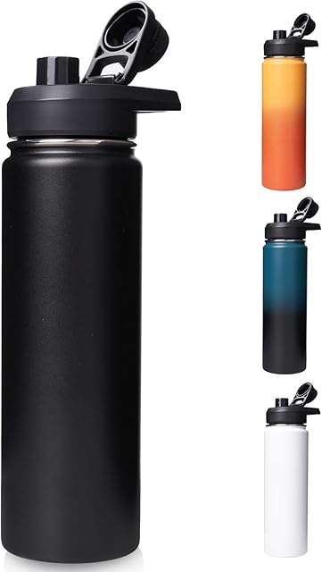 24 oz Insulated Water Bottle 304 Stainless Steel Black