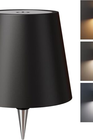 Wine Bottle Lights, Wireless Bottle Lamp Shade with 3 Color Temperature, Rechargeable Stepless Dimming LED Bottle Lights for Liquor Bottles, Desk Lamp for Bedroom Restaurant Bar - Black