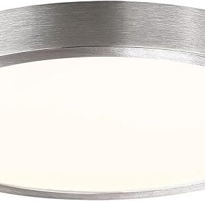 10 Inch LED Flush Mount Ceiling Light Fixture, Super Slim Flush Mount Light for Kitchen, Metal and Glass LED Ceiling Light for Low Ceiling, Hallway, Bathroom, Laundry, Brushed Nickel, 17W, 3000K