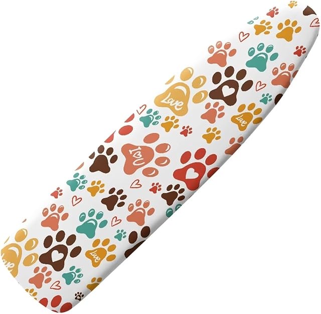 doginthehole Ironing Board Cover Dog Paw Print Stretchy Ironing Board Cover and Pad with Elastic Edges Non-Slip Thick Iron Board Cover Protective Sleeve for Ironing Board