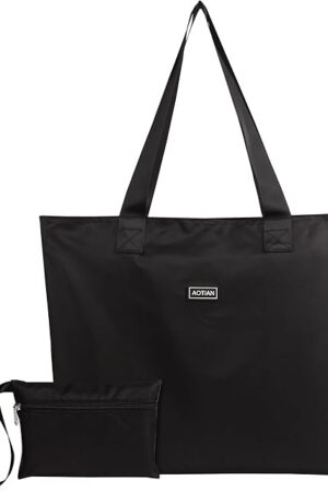 AOTIAN Heavy Duty 20 Liter Reusable Grocery Bags, Thickened Tear-Resistant Polyester Fabric Foldable Machine Washable Shopping Bags, Zipper Closure Water-Resistant Large Tote Bag Travel Gym Beach Bag