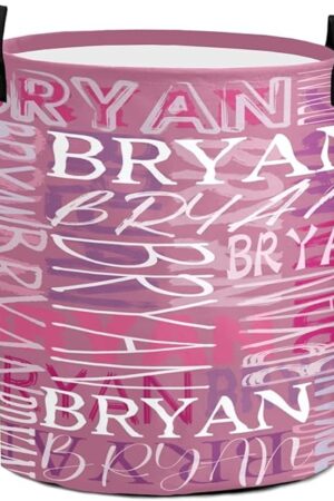 Custom Laundry Basket Personalized Collapsible Laundry Hamper with Name Customized Dirty Clothes Storage Basket with Handle for Bedroom (Name Pink)