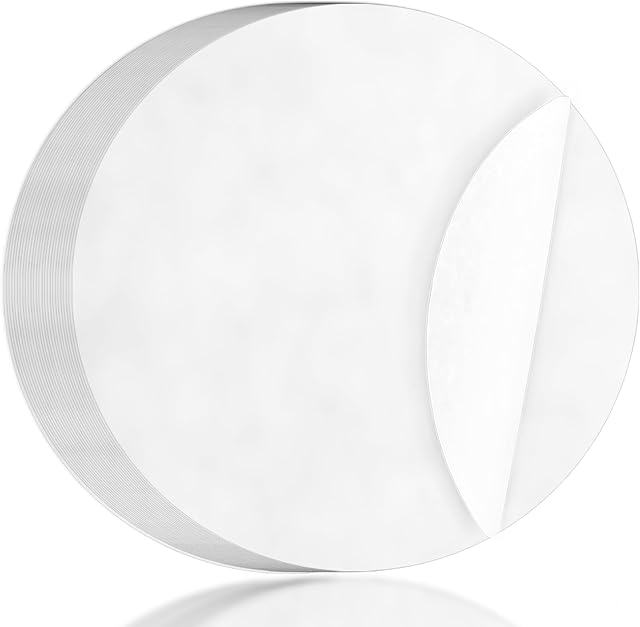 100Pcs 9 IN Round Parchment Paper,Non Stick Parchment Paper for Baking,Air Fryer Liners,Suitable for Baking Cakes Pring Plates Ovens and Barbecues Tortilla Press(White)
