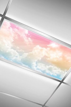 2PCS Fluorescent Light Covers for Classroom Ceiling Lights Magnetic Light Covers,Fluorescent Light Filters for School Home Office Drop Ceiling Lamp Decor Light Filters 4x2Feet(Evening Glow Cloud)