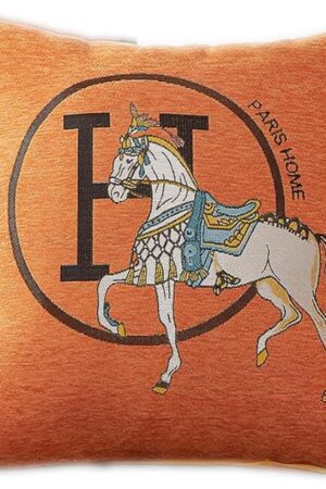 Croker Horse 18x18'' inches Throw Pillow Cushion Covers Set Pack of 2 Pcs - Luxury Horse Embroidery Modern Style Couch Sofa Pillow Cover for Living Room Bedroom (Orange)