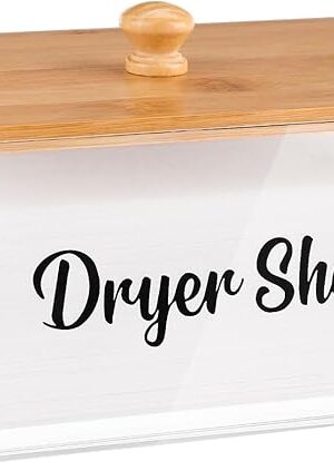 VOTLEVT Acrylic Dryer Sheet Holder with Bamboo Lid,Laundry Dryer Sheet Container and Dispenser for Laundry Room, Fabric Sheet Holder Laundry Organizer