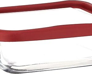 Anchor Hocking Glass Baking Dishes for Oven, 8 Inch Square Glass Cake Pan with TrueFit Cherry Lid