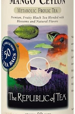 The Republic of Tea Mango Ceylon Black Tea, 50 Tea Bag Tin | Metabolic Frolic Tea
