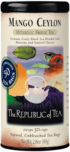The Republic of Tea Mango Ceylon Black Tea, 50 Tea Bag Tin | Metabolic Frolic Tea