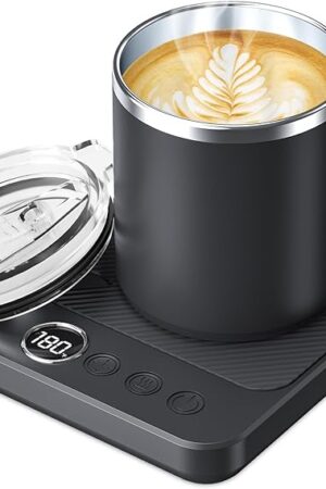 Coffee Mug Warmer & Mug Set for Desk, Electric 36W Coffee Cup Warmer with Auto Shut Off/Timer, Smart Coffee Mug Heater with 16oz Cup for Home/Office, Heated Coffee Cup Gifts for Coffee Lovers,Black