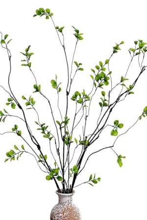 4 Pcs Artificial Ficus Branches Faux Eucalyptus Stems, 47.2 Inch Fake Greenery Stems Artificial Plants for Vase Filler Decoration, Fake Leaves Branches Centerpieces Decor