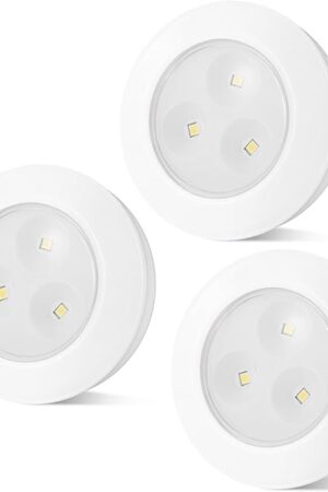 BIGMONAT LED Puck Light Stick on Lights, White, 3-Pack