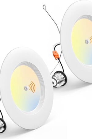 Amico 2 Pack 5/6 inch Motion Sensor Recessed Light, 12.5W=100W, 950LM, 2700K/3000K/4000K/5000K/6000K Selectable, LED Retrofit Can Lights, IC Rated - ETL & FCC, White