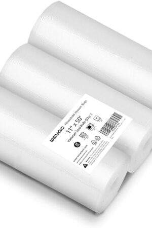 [2024 New] 11" x 50' 3 Rolls, Vacuum Sealer Rolls Bags for Food, Great for Food Storage, Sous Vide and Meal Prep, Wevac Lite