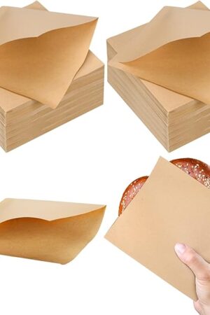 Colarr 1000 Pcs Soft Pretzel Bags 6.69 x 7.09 Inch Pretzels Individual Bags Grease Resistant Double Open Paper Sandwich Wrapper Holder for Concession Stands Food Snack Cookie, Brown