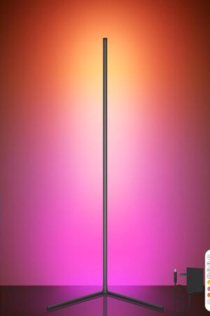 Corner Lamp, Led Floor Lamp, RGB Ambient Lighting, Smart Modern Floor Lamp with Remote, Color Changing Dimmable Corner Light with Music Sync, Mood Lighting for Bedroom, Living Room Gaming Room