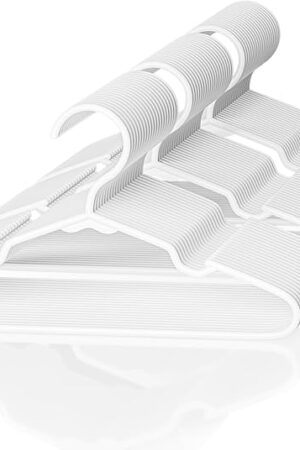 VTRIN Baby Hangers 60 Pack Large Capacity Hard Plastic Kids Hangers Suitable for All Clothes of Infant and Toddler, Such as Short, Shirts and Thick Coats, for Kids Clothes